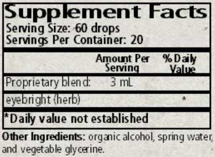 Wise Woman Herbals Euphrasia Stricta Eyebright Ingredients