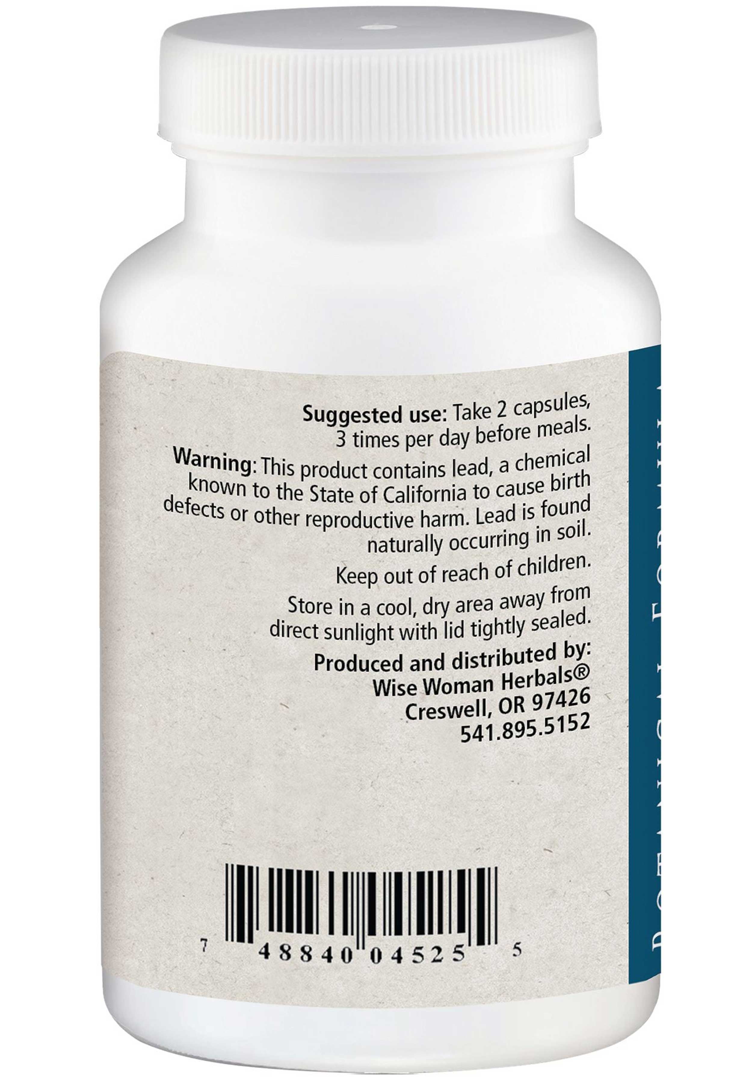 Wise Woman Herbals Gentian And Ginger Capsules Label