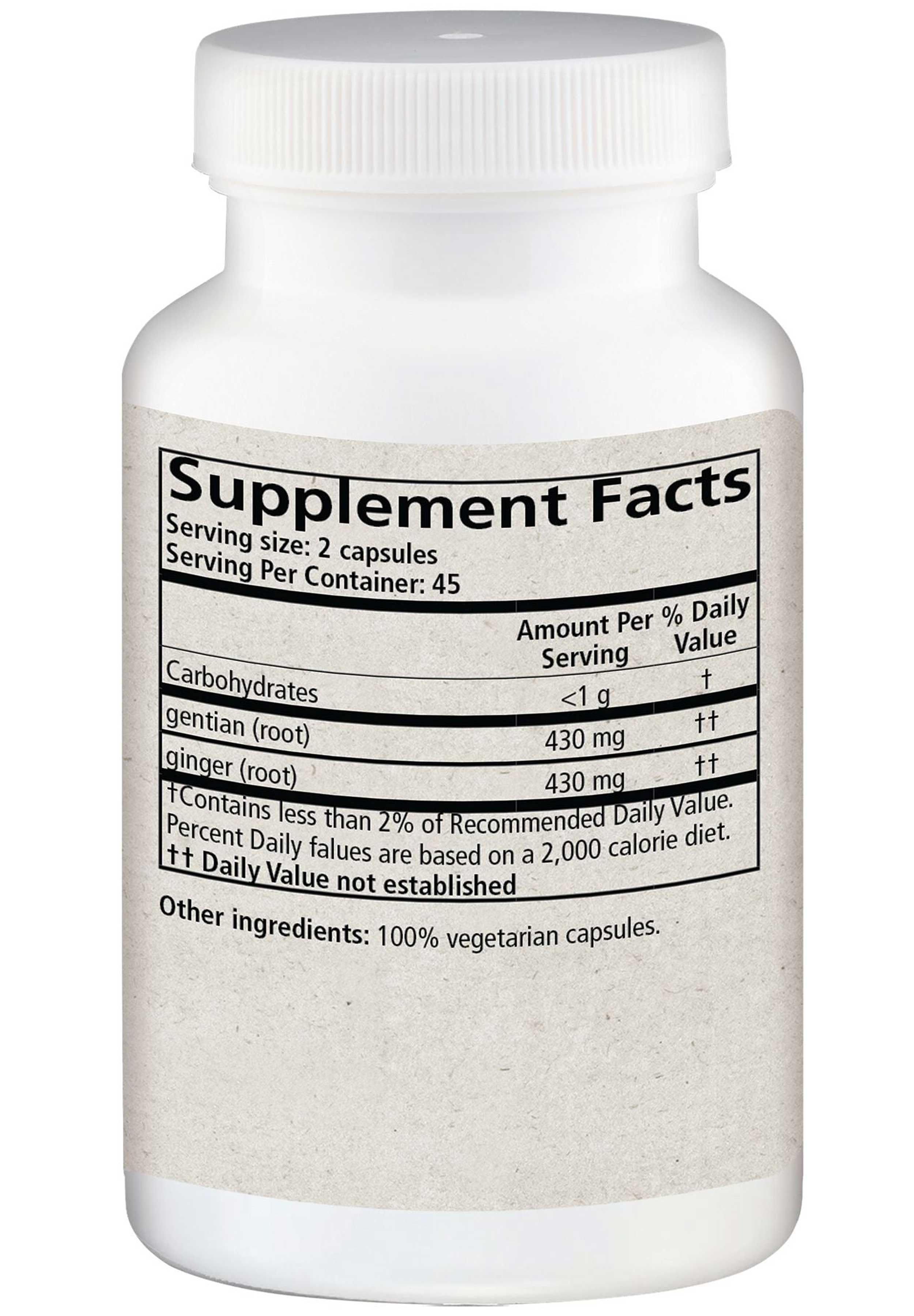 Wise Woman Herbals Gentian And Ginger Capsules Ingredients