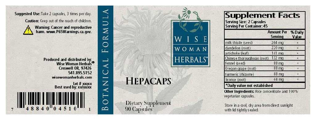 Wise Woman Herbals Hepacaps Label