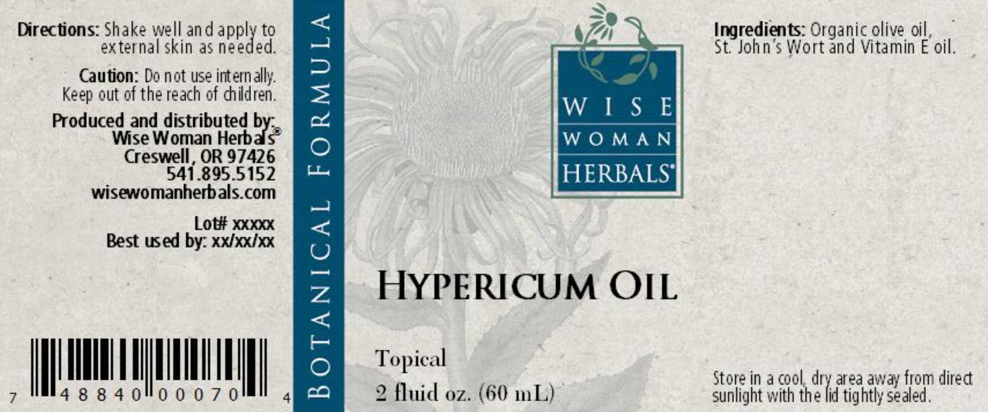 Wise Woman Herbals Hypericum Oil (St. John's wort) Label