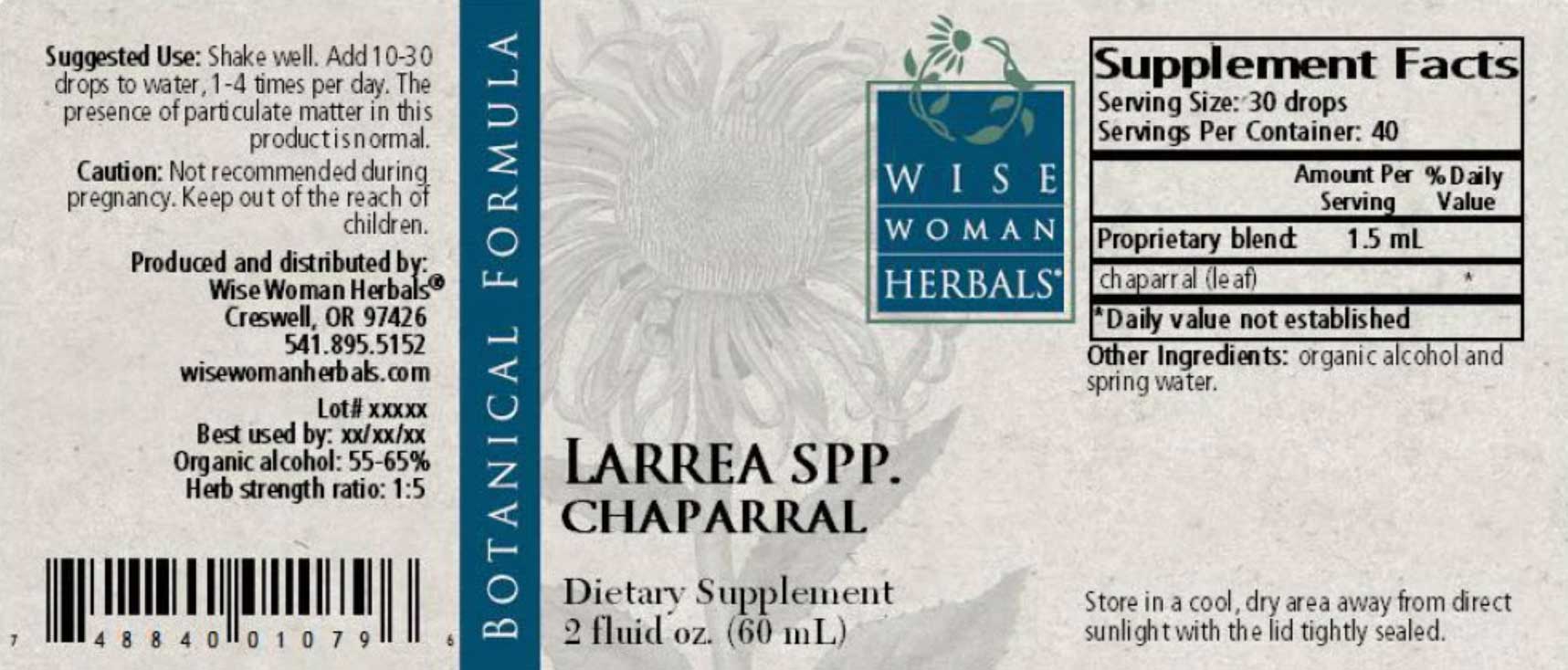 Wise Woman Herbals Larrea Tridentata Chaparral Label