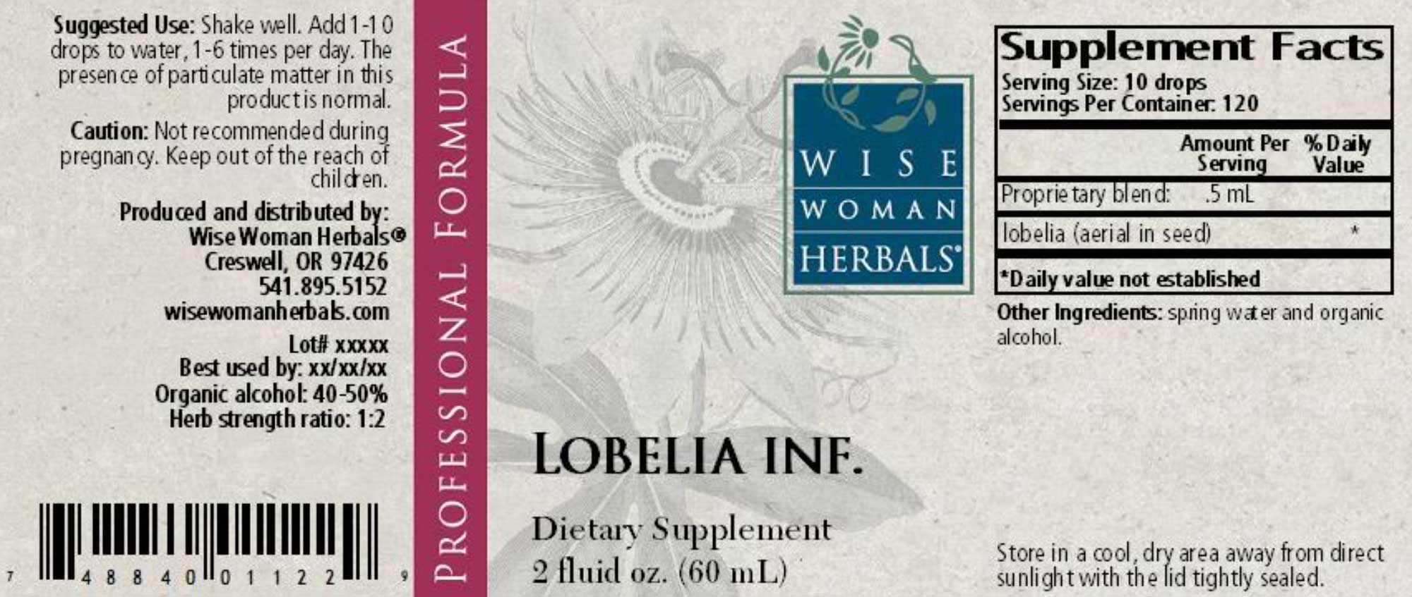 Wise Woman Herbals Lobelia Inflata Label
