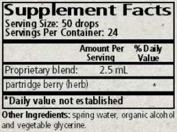 Wise Woman Herbals Mitchella Repense Partridge Berry Ingredients