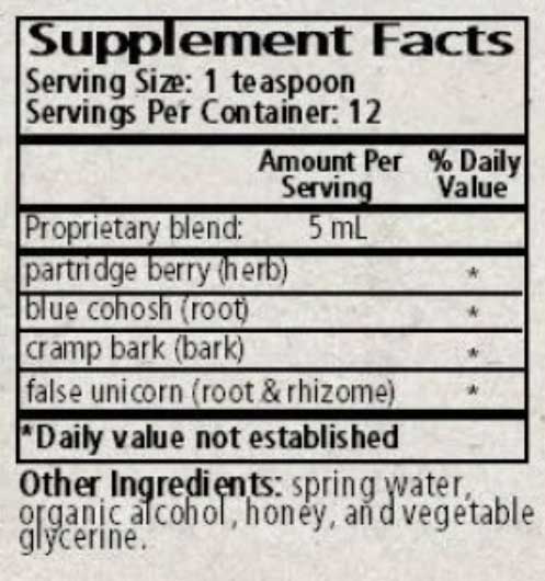 Wise Woman Herbals Mother's Cordial Ingredients