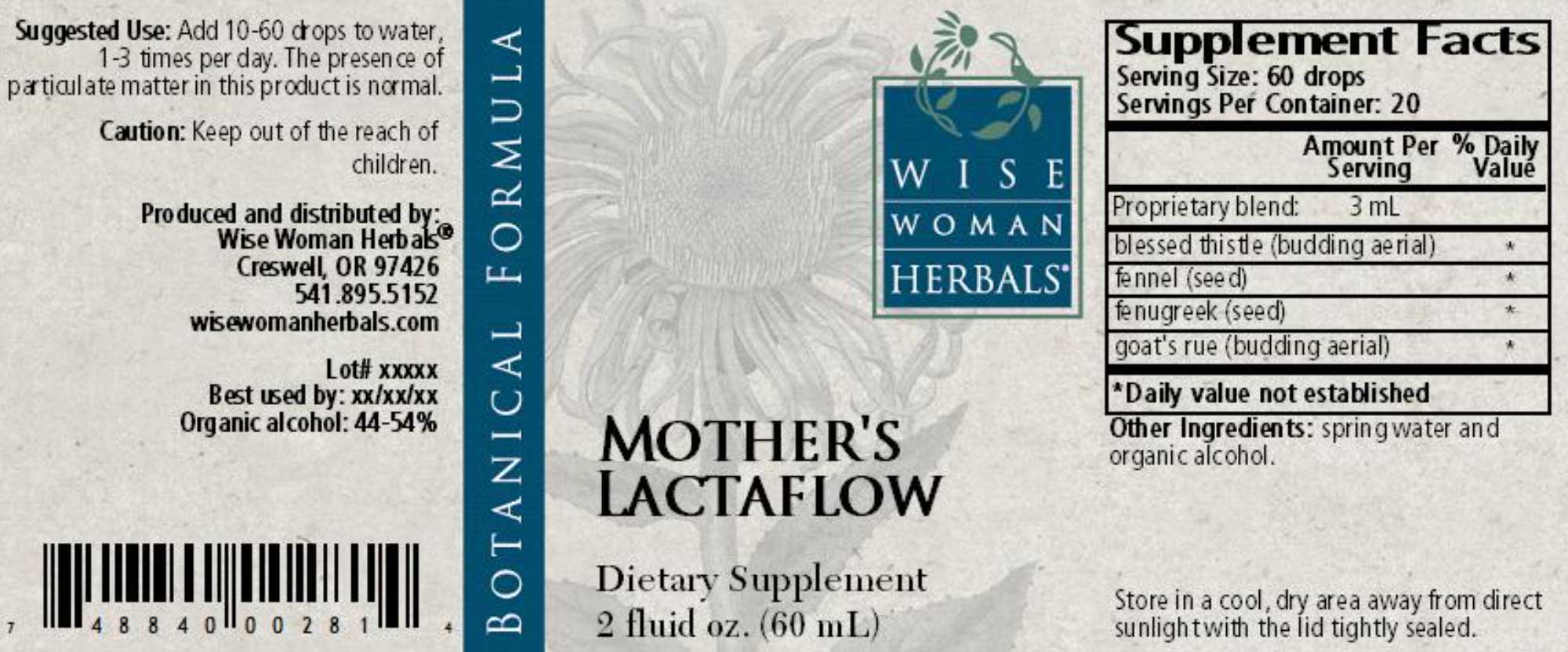 Wise Woman Herbals Mothers Lactaflow Label