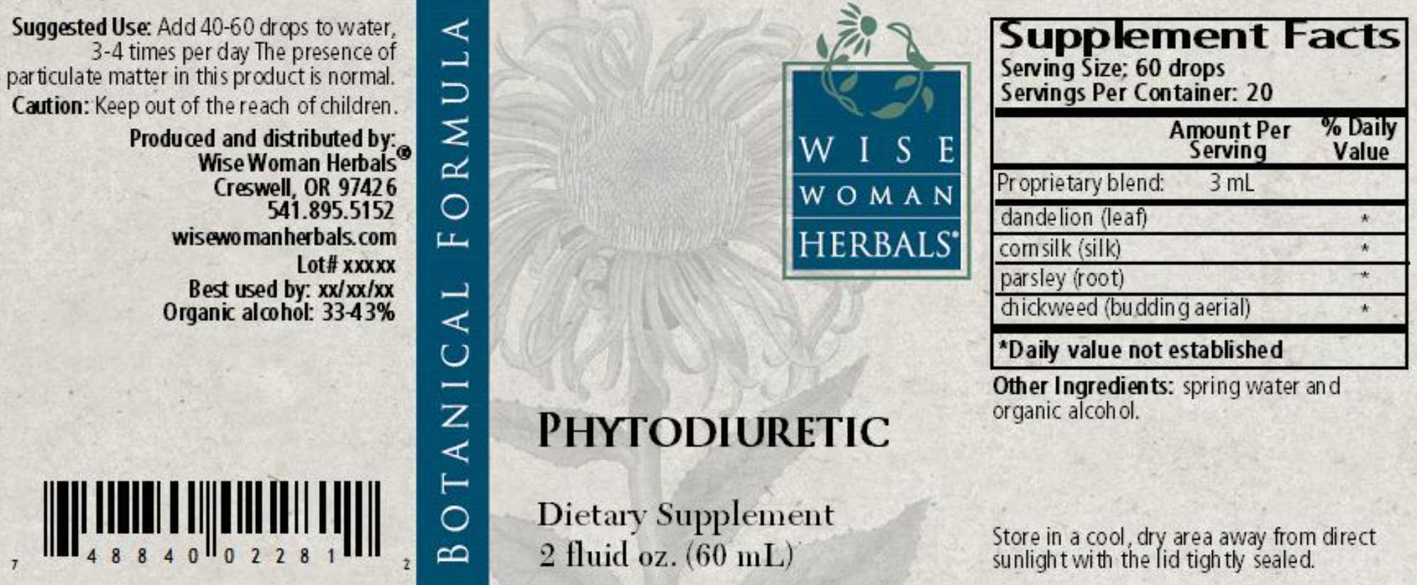 Wise Woman Herbals Phytodiuretic Label