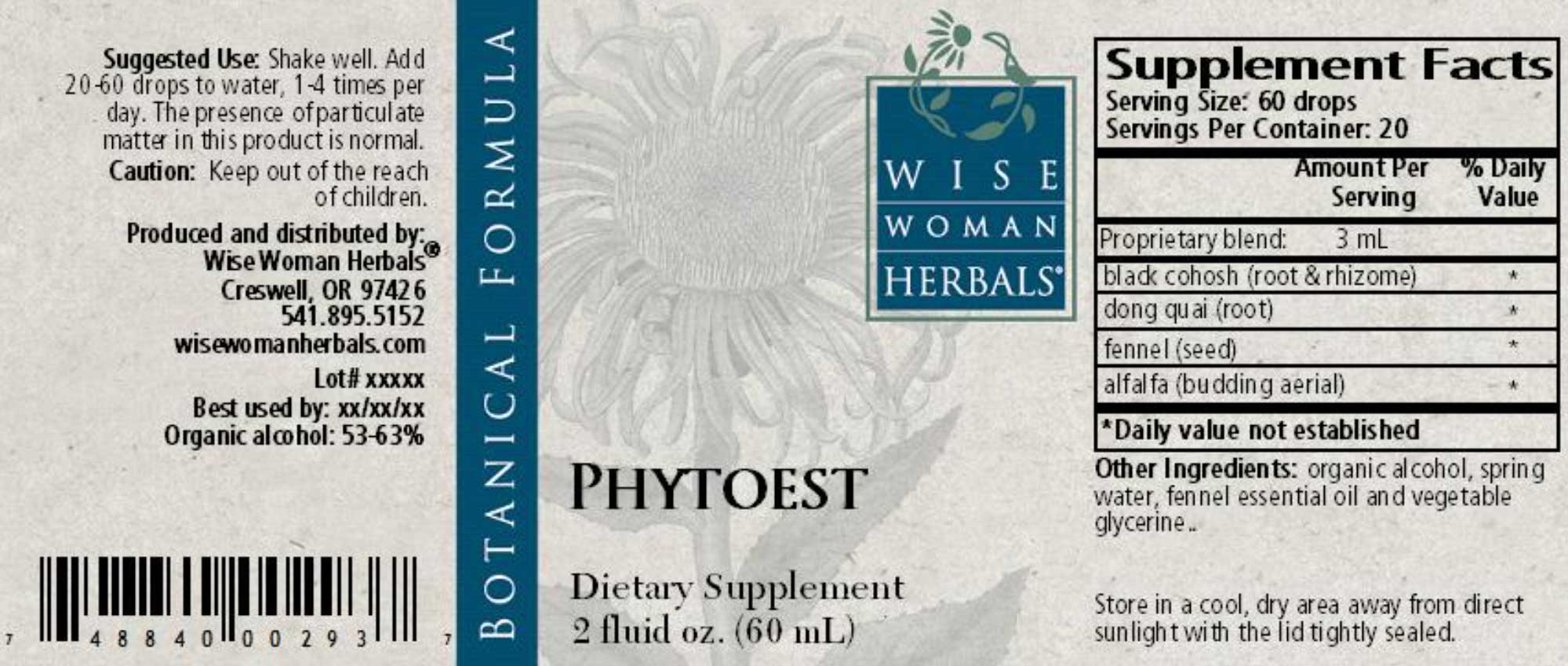 Wise Woman Herbals Phytoest Label