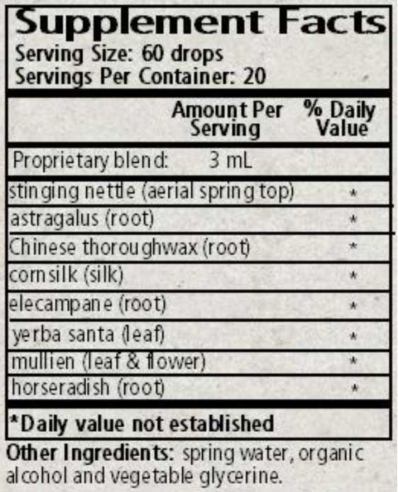 Wise Woman Herbals Respiratory Support Ingredients