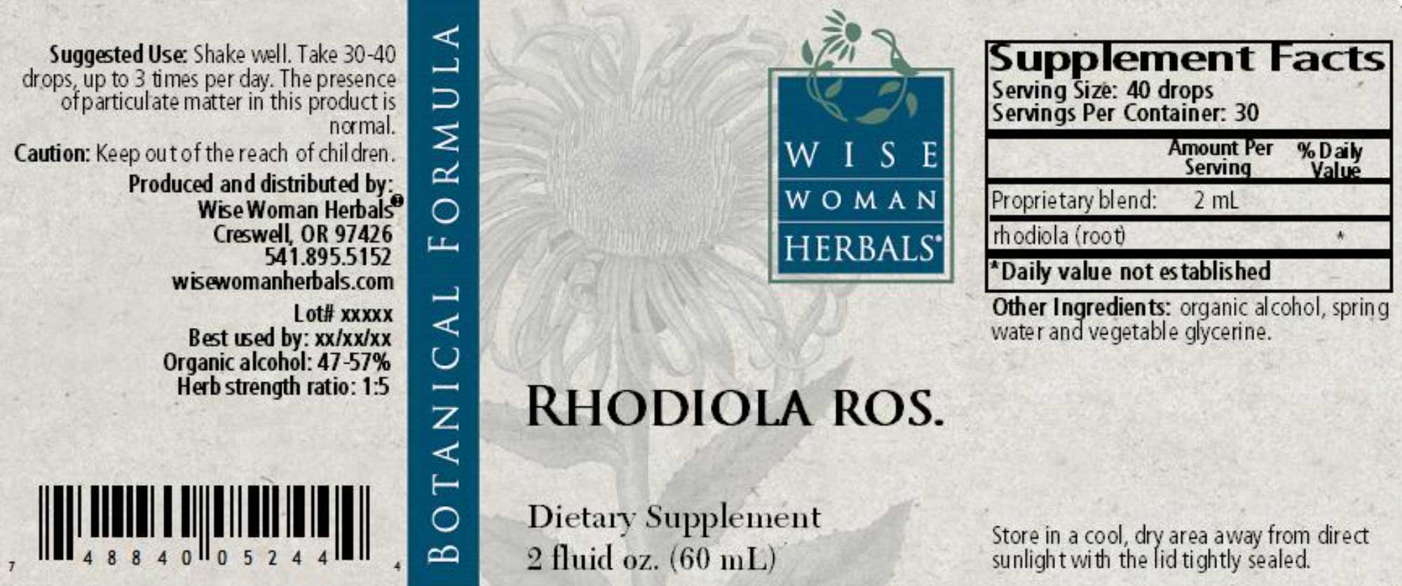 Wise Woman Herbals Rhodiola Rosea Label