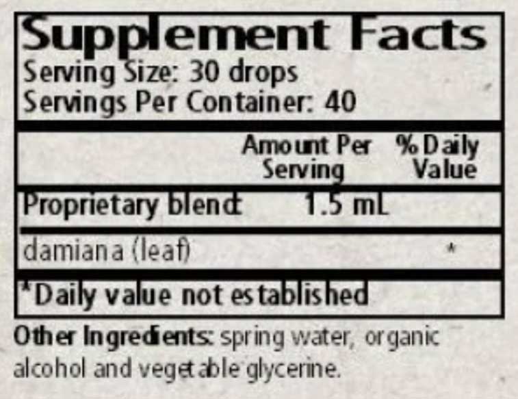 Wise Woman Herbals Turnera Diffusa Damiana Ingredients