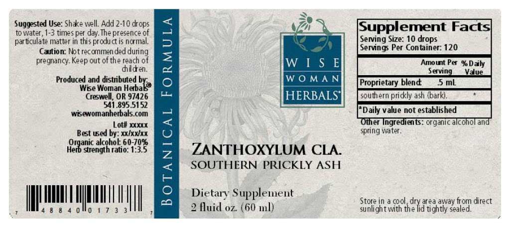 Wise Woman Herbals Zanthoxylum Clava Herculis Southern Prickly Ash Label