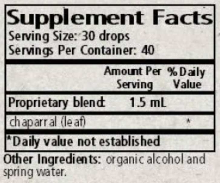 Wise Woman Herbals Larrea Tridentata Chaparral Ingredients