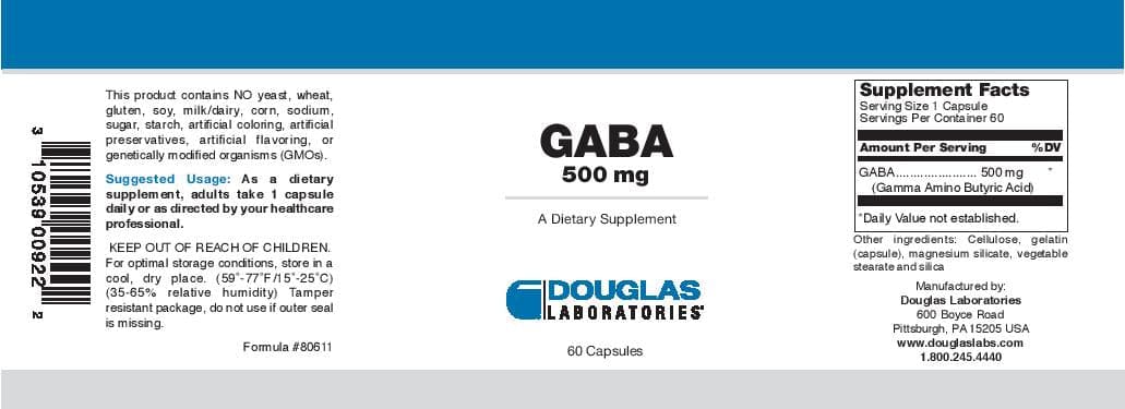 Douglas Laboratories GABA Label