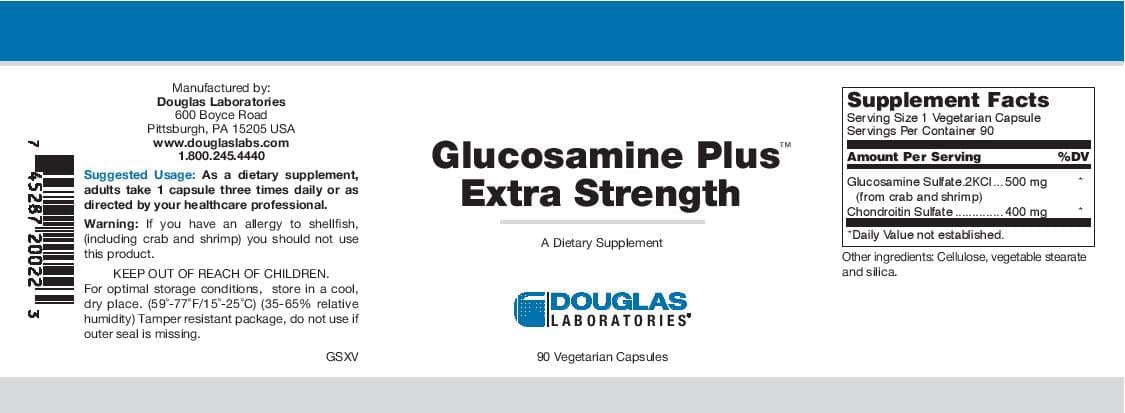 Douglas Laboratories Glucosamine Plus Extra Strength Label