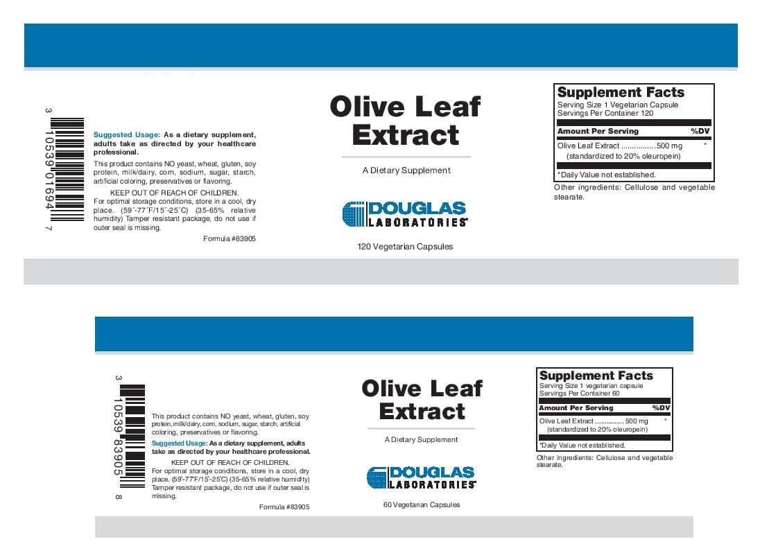 Douglas Laboratories Olive Leaf Extract Label