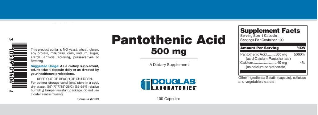 Douglas Laboratories Pantothenic Acid Label