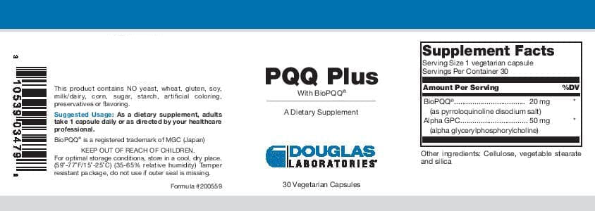 Douglas Laboratories PQQ Plus Label