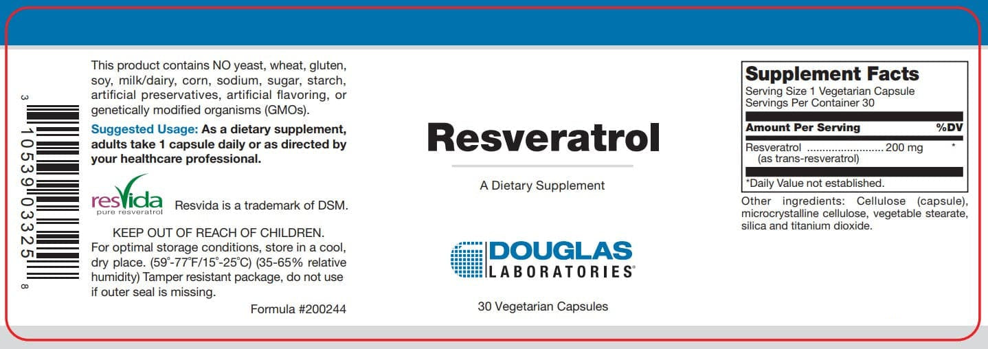 Douglas Laboratories Resveratrol Label