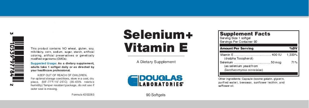 Douglas Laboratories Selenium + Vitamin E Label
