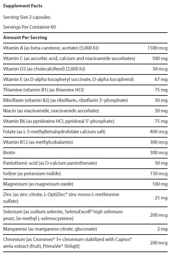 Life Extension Two-Per-Day Ingredients