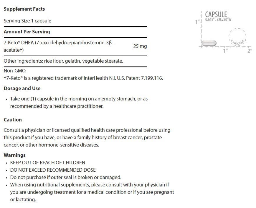 Life Extension 7-Keto DHEA Ingredients