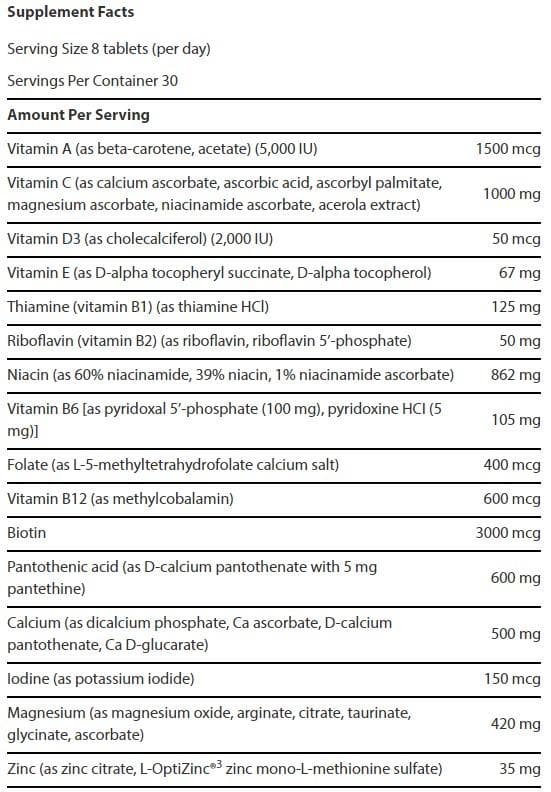 Life Extension Life Extension Mix Tablets with Extra Niacin Ingredients