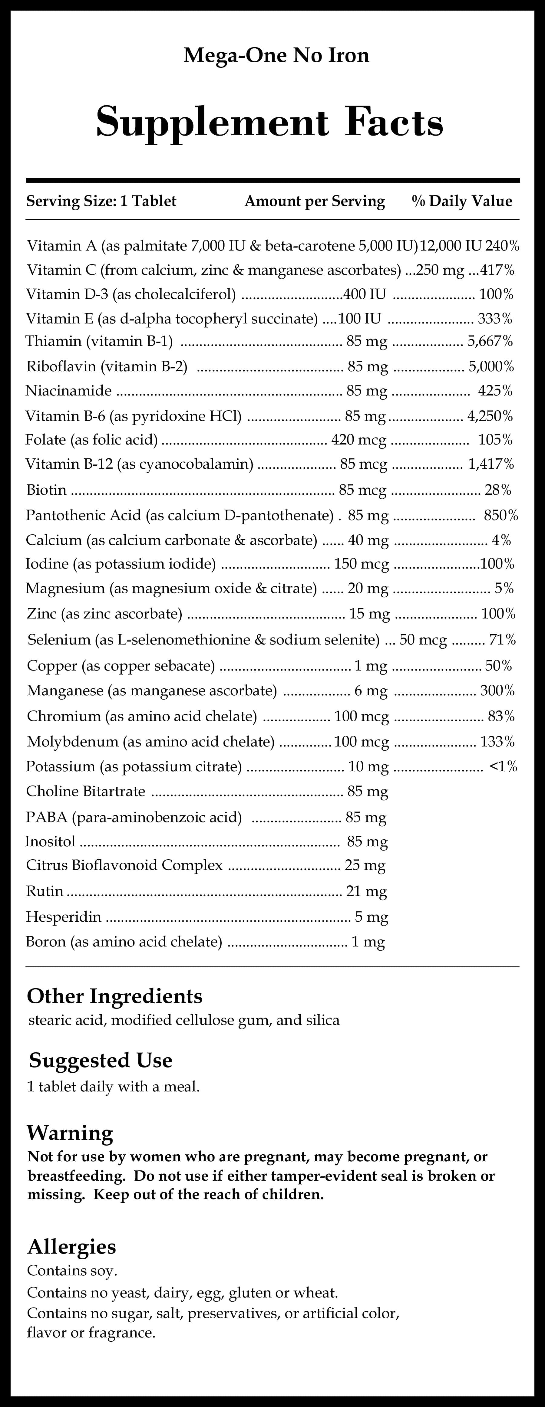 Source Naturals Mega-One No Iron