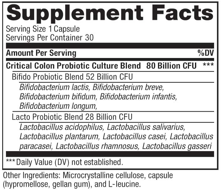 Advanced Naturals Ultimate FloraMax Critical Colon 80 Billion Ingredients