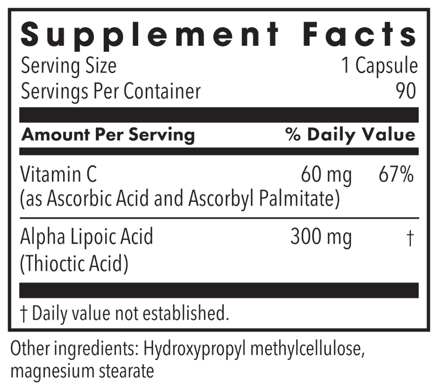 Allergy Research Group Alpha Lipoic Acid (Formerly Metabolic Maintenance) Ingredients