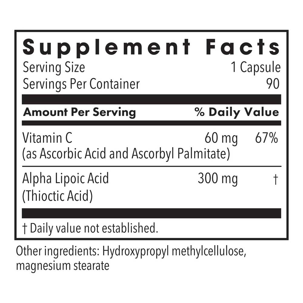Allergy Research Group Alpha Lipoic Acid (Formerly Metabolic Maintenance) Ingredients