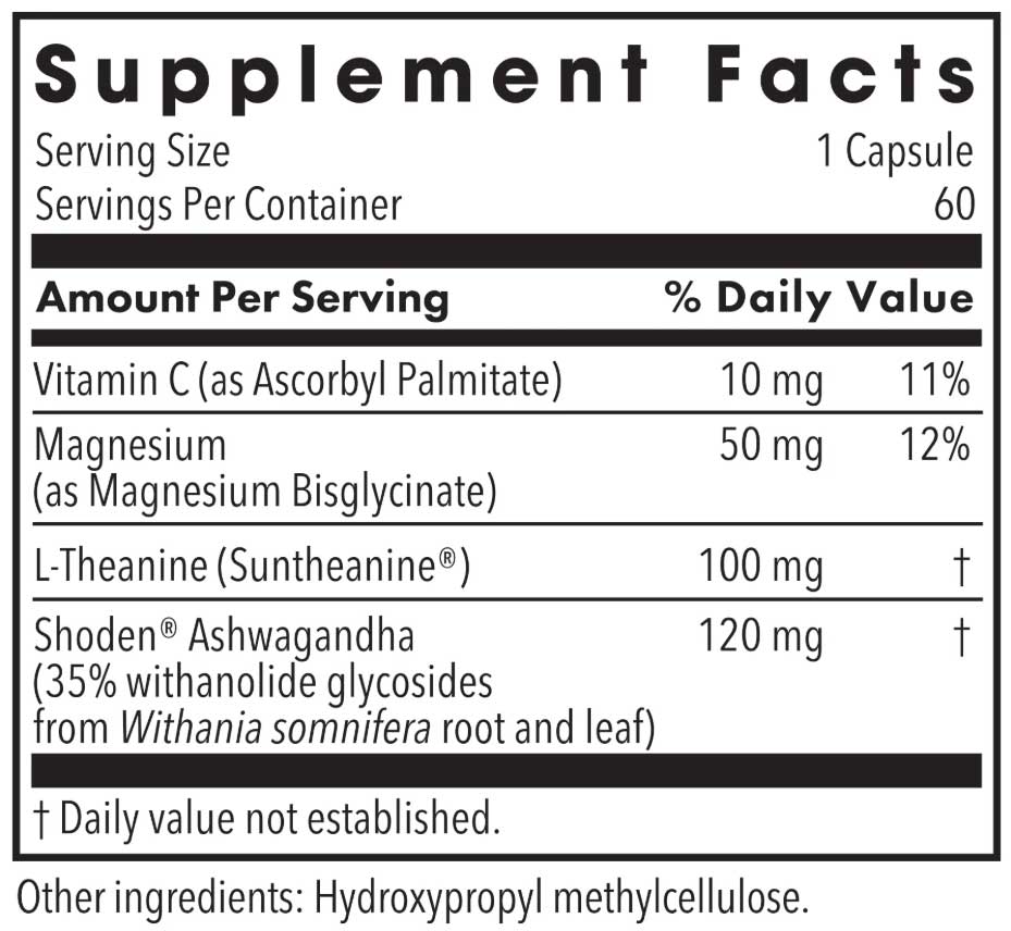 Allergy Research Group Ashwagandha Complex (Formerly MethylPro) Ingredients