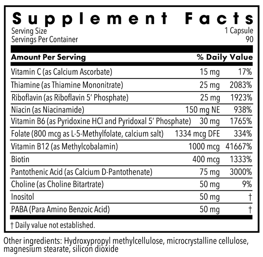 Allergy Research Group B-Complex (Formerly Metabolic Maintenance) Ingredients