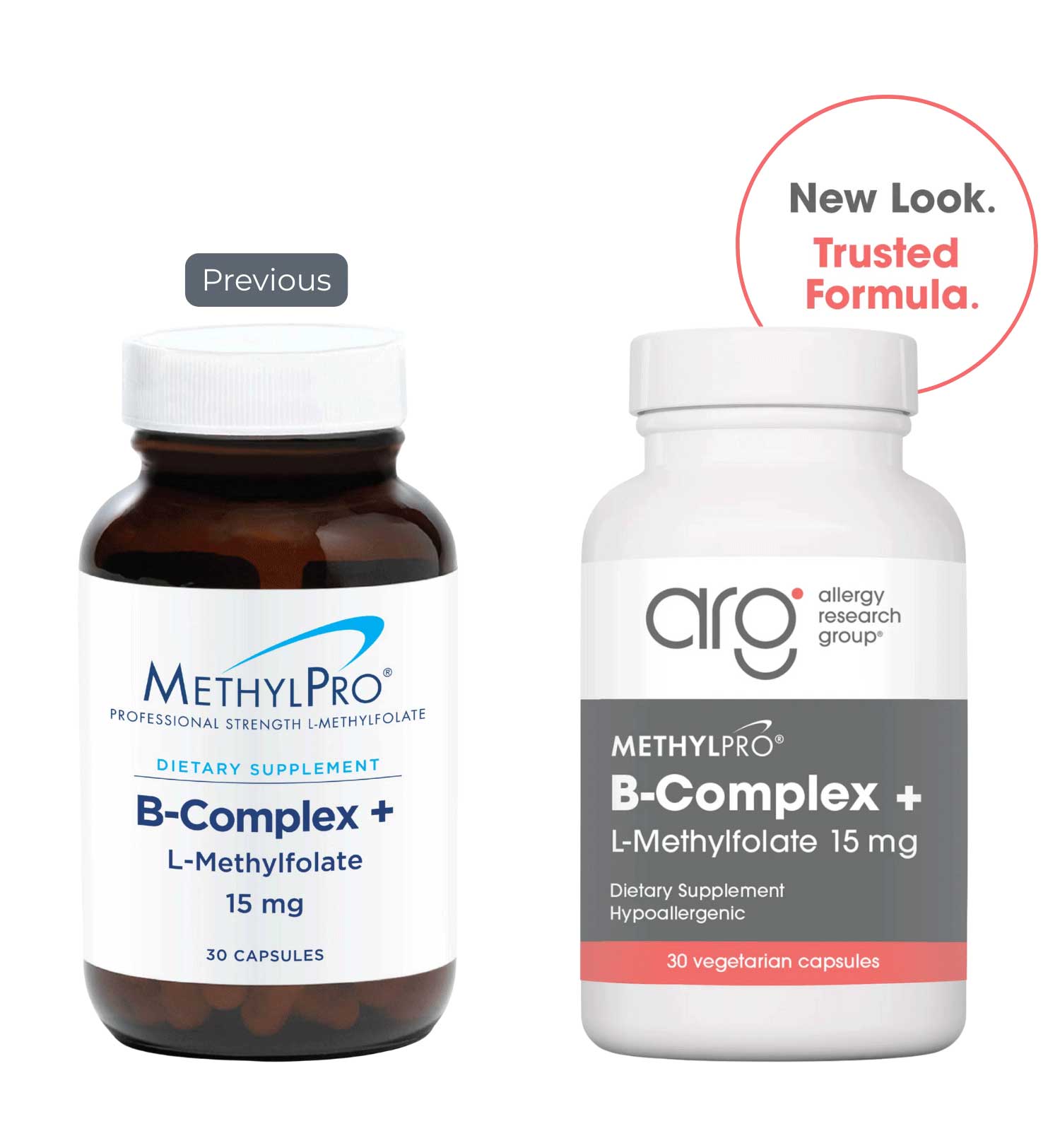 Allergy Research Group B-Complex + L-Methylfolate 15 mg (Formerly MethylPro) New Look