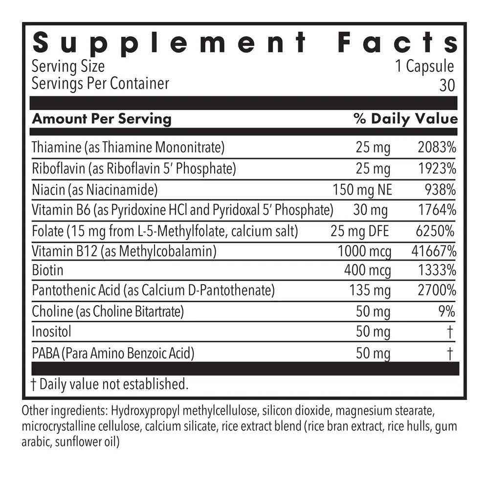 Allergy Research Group B-Complex + L-Methylfolate 15 mg (Formerly MethylPro) Ingredients