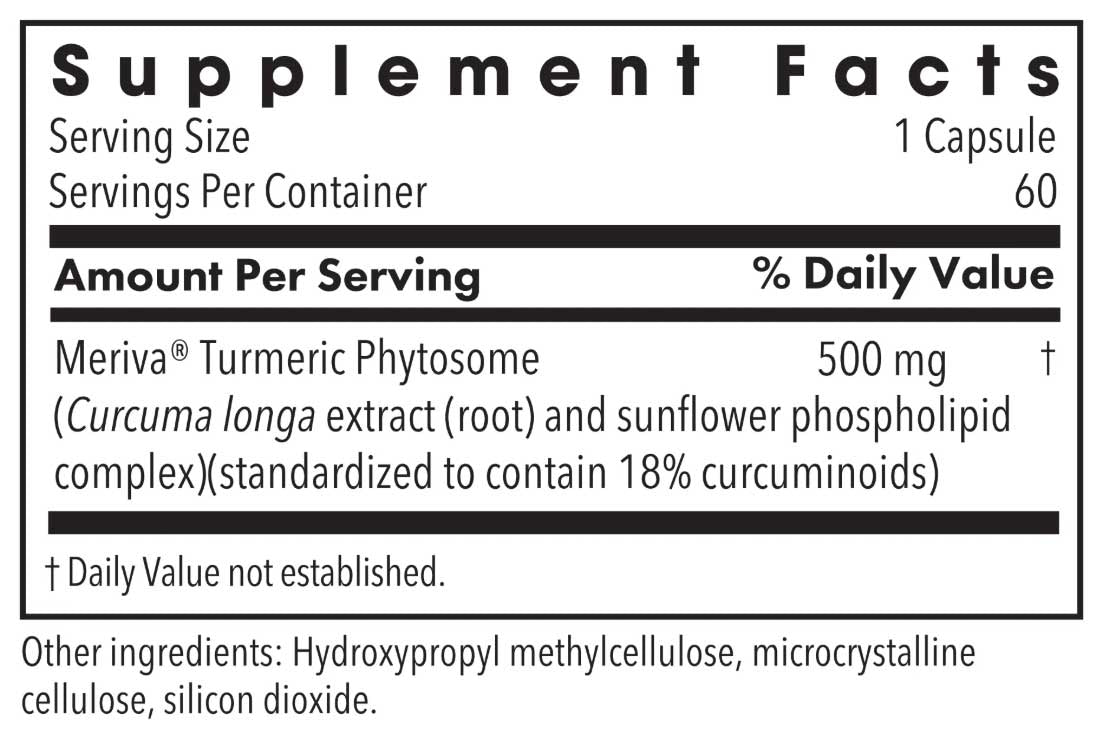 Allergy Research Group Bioavailable Curcumin (Formerly CurcuWIN 500) Ingredients