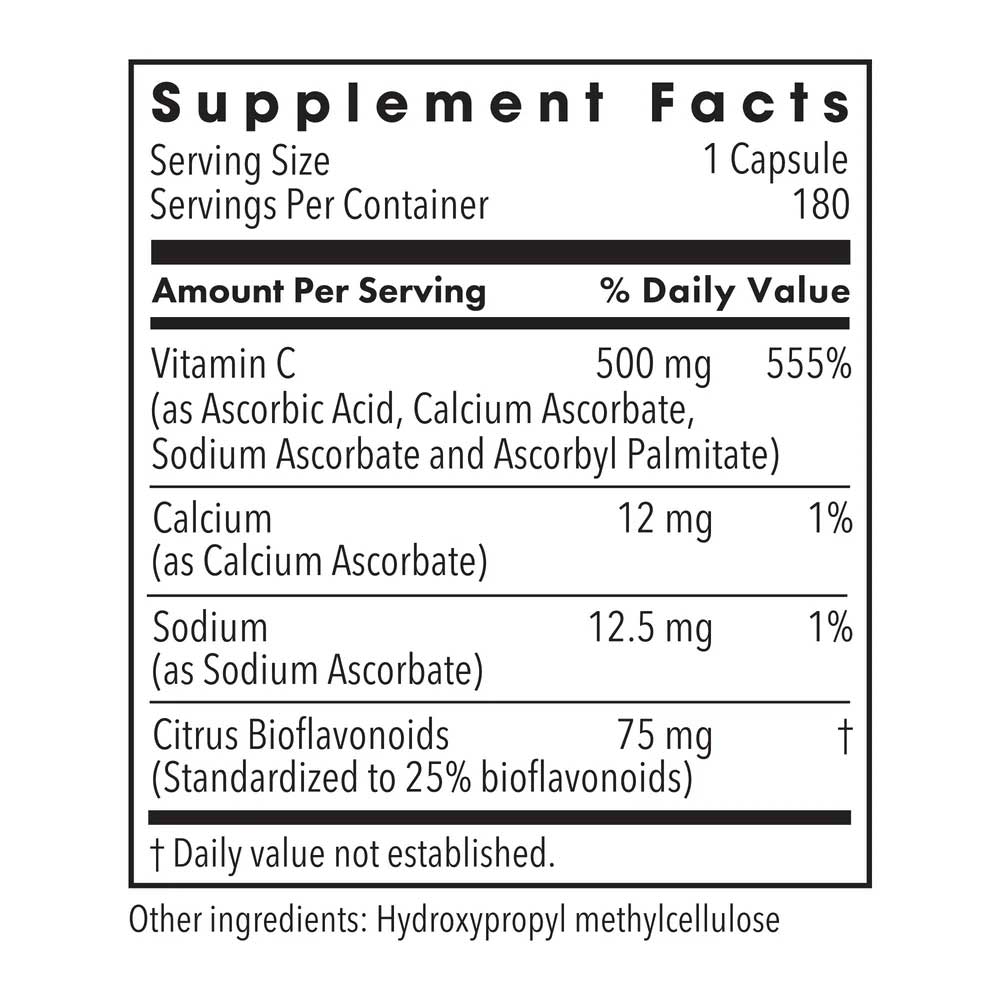 Allergy Research Group Buffered Vitamin C 1000 mg (Formerly Metabolic Maintenance) Ingredients
