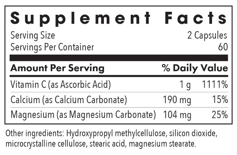 Allergy Research Group Buffered Vitamin C Ingredients