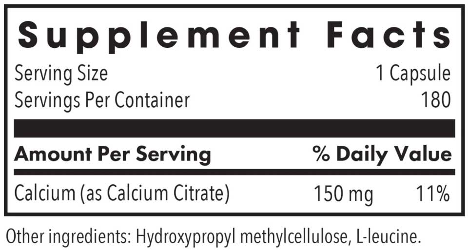 Allergy Research Group Calcium Citrate Ingredients