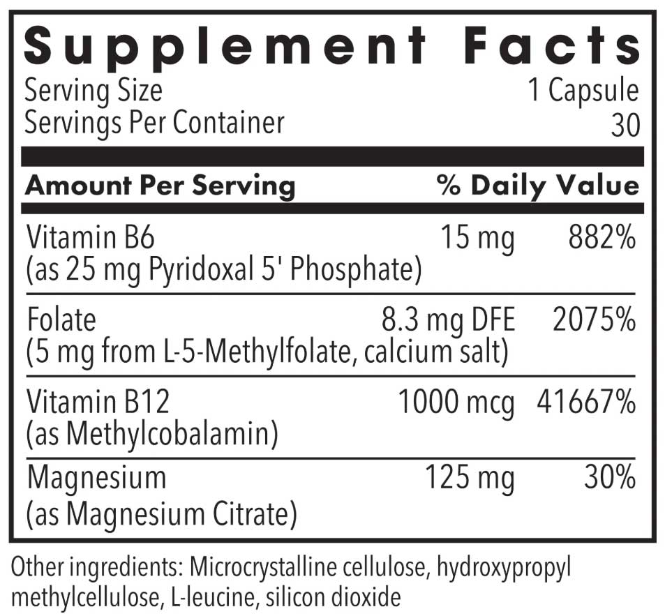 Allergy Research Group Cofactors + L-Methylfolate 5 mg (Formerly MethylPro) Ingredients