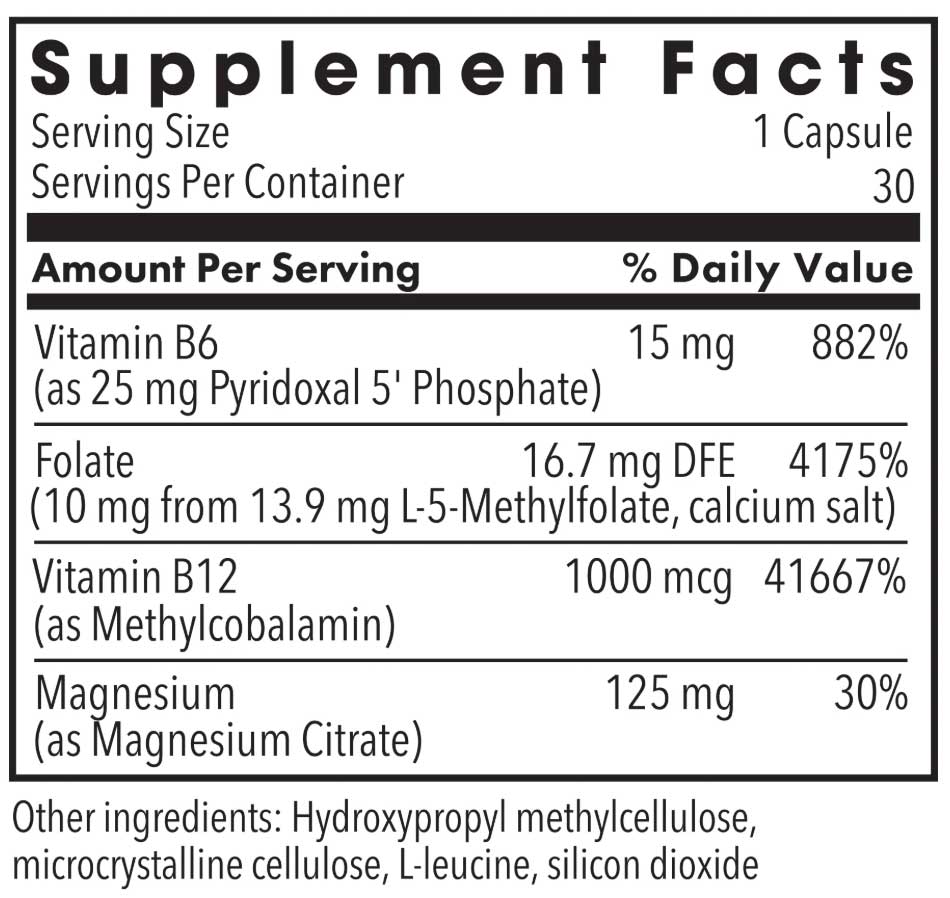 Allergy Research Group Cofactors + L-Methylfolate 10 mg (Formerly MethylPro) Ingredients