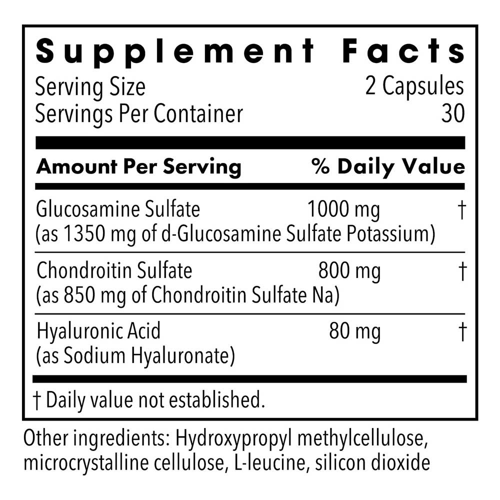 Allergy Research Group Glucosamine Chondroitin w/ Hyaluronic Acid (Formerly Metabolic Maintenance) Ingredients