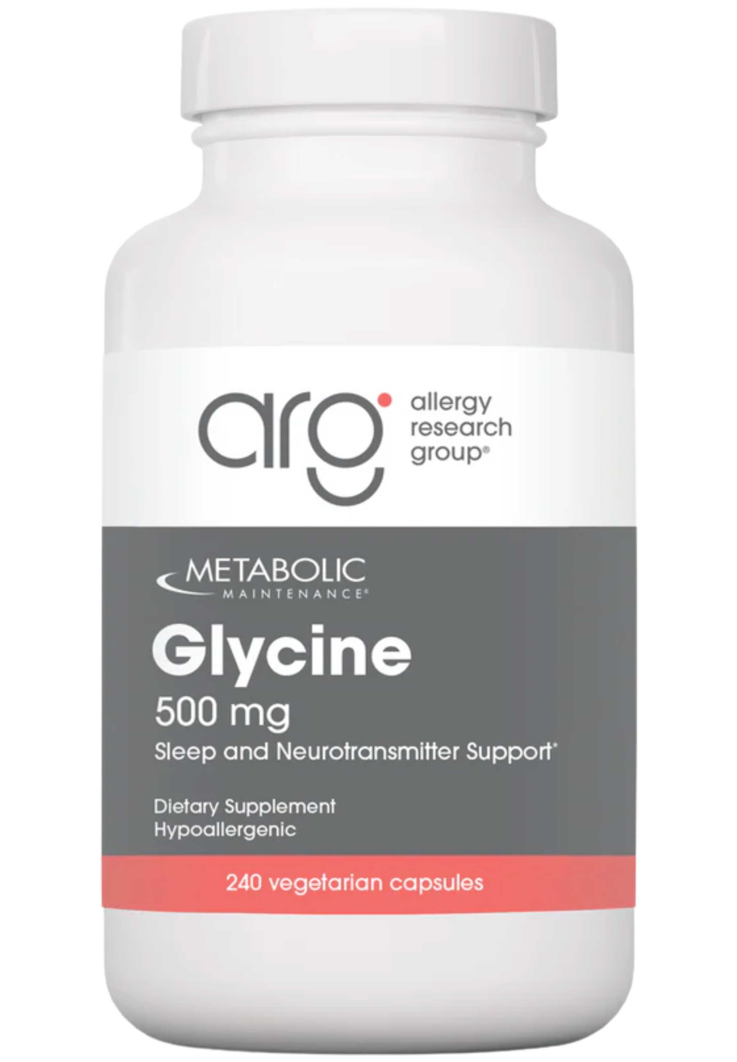 Allergy Research Group Glycine 500 mg Capsules (Formerly Metabolic Maintenance)