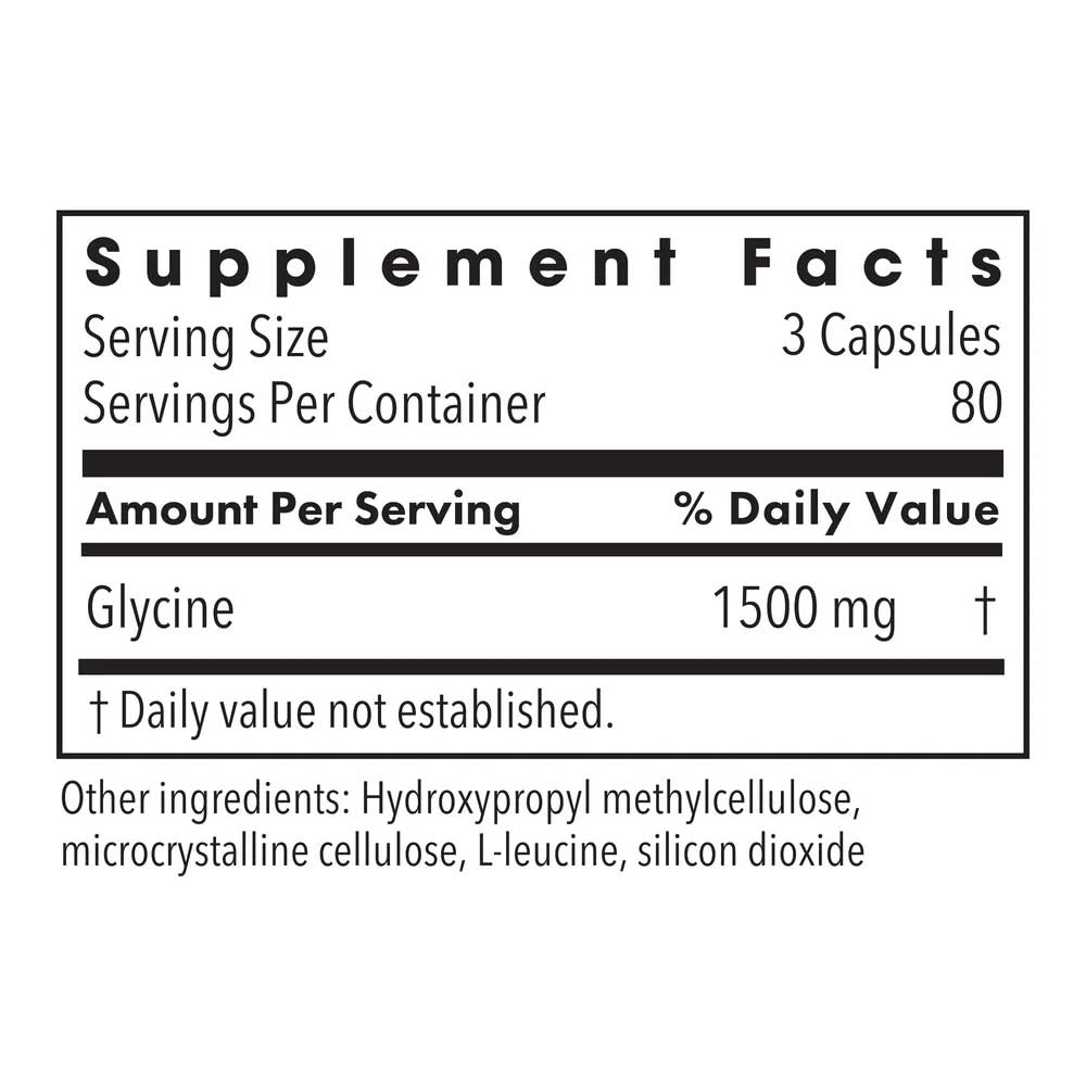 Allergy Research Group Glycine 500 mg Capsules (Formerly Metabolic Maintenance) Ingredients