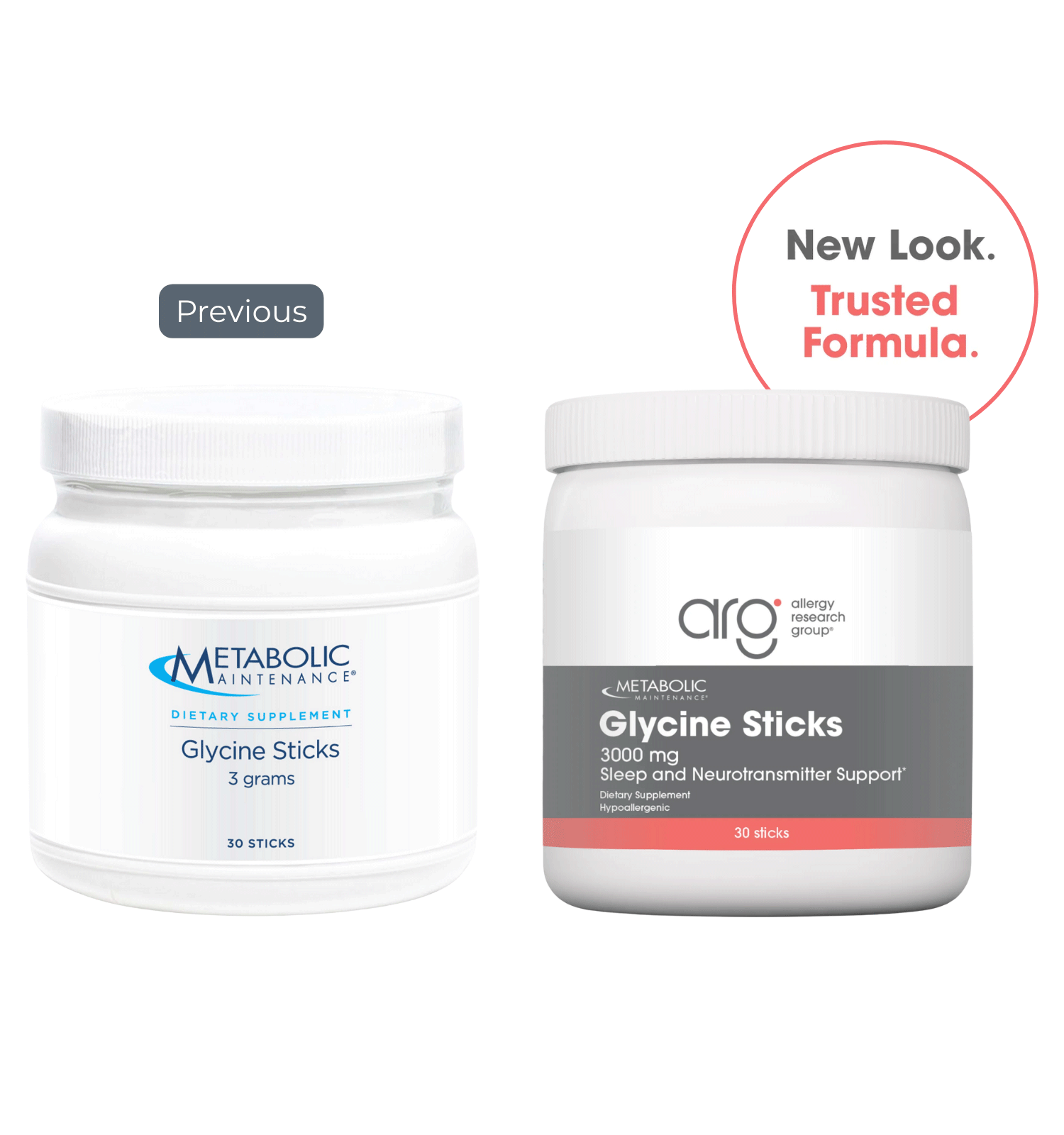Allergy Research Group Glycine Sticks (Formerly Metabolic Maintenance) New Look