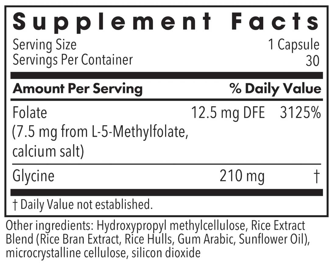Allergy Research Group L-Methylfolate 7.5 mg (Formerly MethylPro) Ingredients