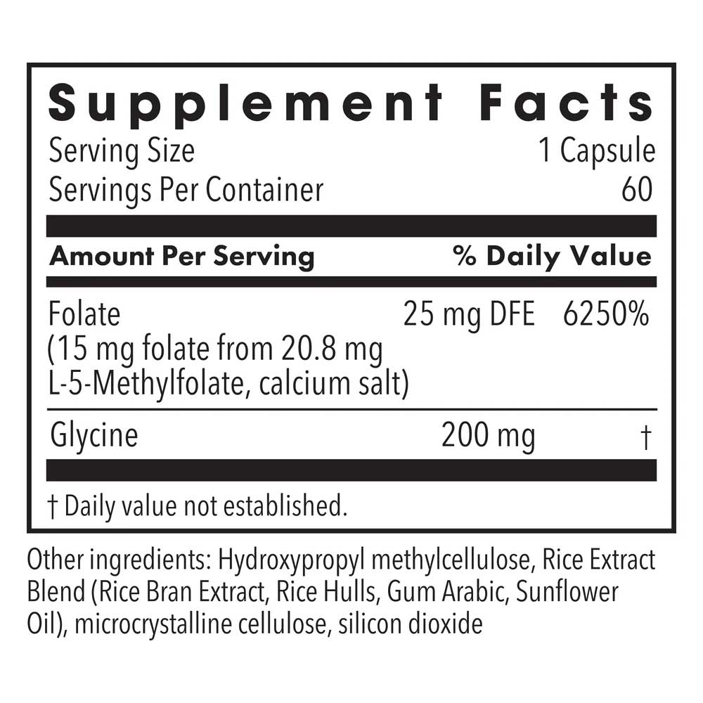 Allergy Research Group L-Methylfolate (Formerly Metabolic Maintenance) Ingredients
