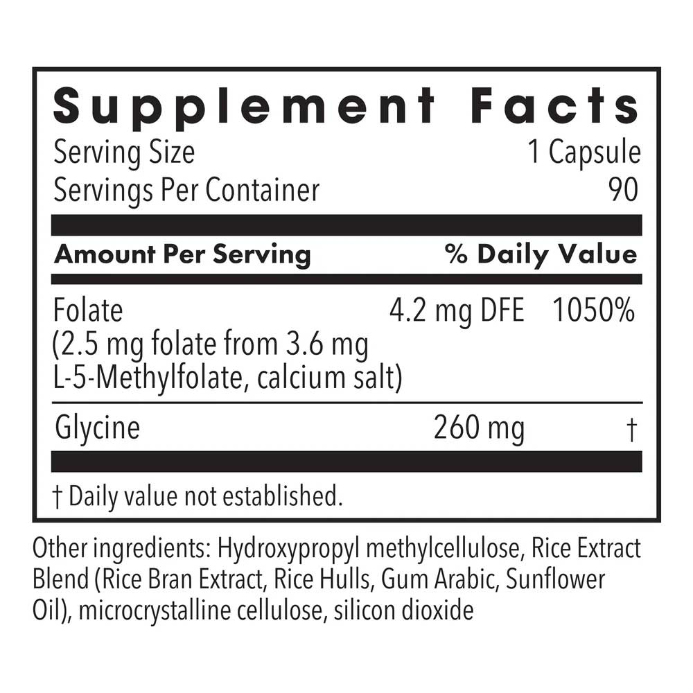 Allergy Research Group L-Methylfolate (Formerly Metabolic Maintenance) Ingredients