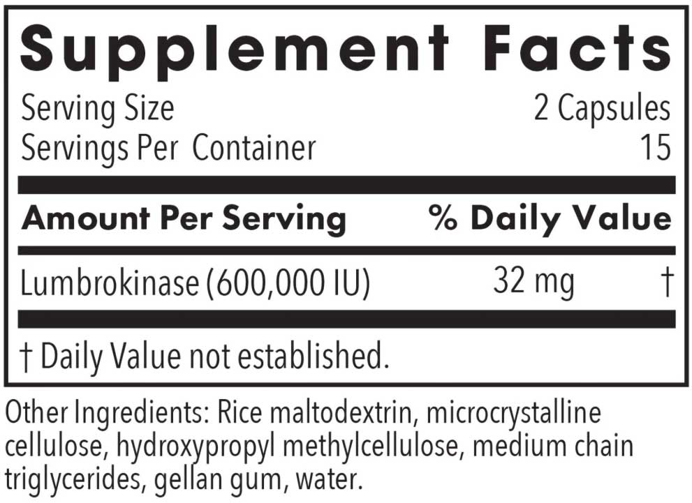 Allergy Research Group Lumbrokinase Ingredients