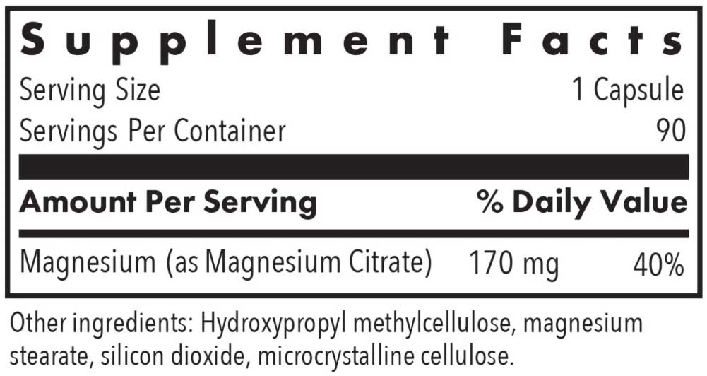 Allergy Research Group Magnesium Citrate Ingredients